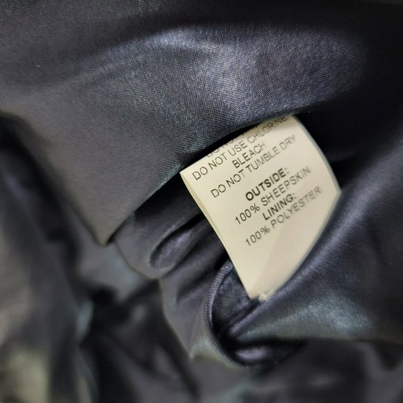 Tess Exotic Leather Biker Jacket Size Small Dark Blue 100% Sheepskin RARE UNIQUE - Picture 10 of 15